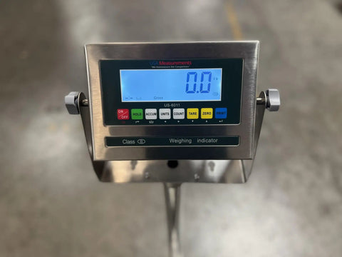 Hella Durable 20 By 20 Inch Industrial Floor Scale Platform With Digital Display showing 0.0 lbs measurement.