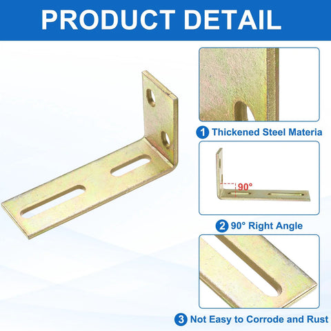 Two Pack Adjustable L Shaped Brackets For Sliding Doors With Right Angle Guide Roller Mount, Thickened Steel Construction And Galvanized Finish, 0.5 Inch Hole Size