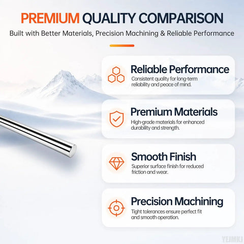 Premium quality comparison graphic highlighting attributes of Grab These Epic 6MM X 300MM Linear Motion Rods Shaft Guides.