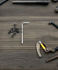 Electric Scooter Handlebar Hex Screws With Allen Wrench Stainless Steel Black Oxide Flat Head Screws For Front Shock Absorber Assemblies And Brakes And Ride Ready Heavy Duty Hardware on wooden table with tools