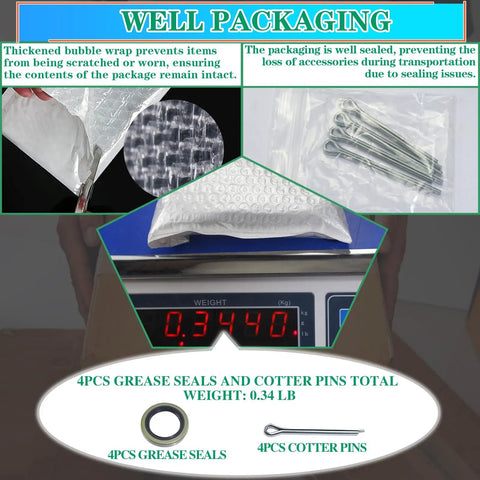 Trailer Axle Hub Wheel Grease Seal Kit With 4 Pack Cotter Pins For Dexter 010-019-00 10-19 in well packaging with weight