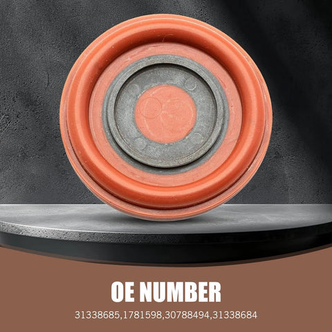 Red rubber PCV oil separator diaphragm, round seal with gray inner ring; OEM 31338685/1781598/30788494/31338684