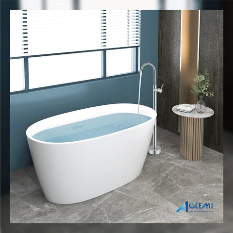 Freestanding Tub Faucet Chrome Floor Mount Tub Filler With Single Lever Brass Mixer Tap And Tub Spout No Handheld Spray