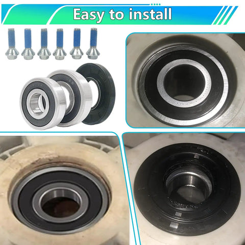 Heavy Duty Washer Tub Seal Bearing Kit For Samsung And Kenmore Front Loaders DC69-00804A with metal bearings and black seals.
