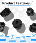 Pinion Gear 48P 20T With 1/8 Inch Shaft Hole For RC Cars And Gearboxes 3.175mm Shaft 11.5mm Diameter 9mm High Built From AISI 1045 Steel With Blackened Finish For Rugged Rust And Wear Resistance, black pinion gear set
