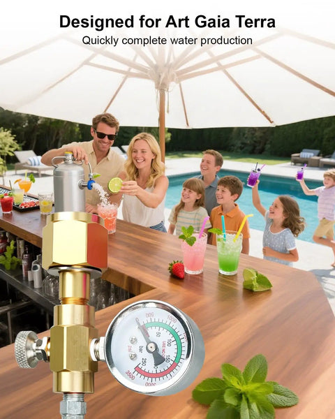 60 Inch Soda Maker Adapter Hose Kit For Terra Duo Art Gaia Series CO2 Tank Adapter, brass regulator gauge at poolside