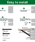 Installation guide for 10 Pack Heavy Duty Shelf Brackets Black Steel 8 Inch Long By 6 Inch High L Shaped 90 Degree Wall Mount Corner Brackets With Screws
