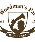 Woodman's Pal logo, featuring a silhouette holding a machete, emphasizing All In One Survival Machete And Brush Axe For Camping Fishing Hunting