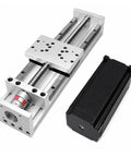 Heavy Duty Double Linear Rail Slide Table With Precision Ball Screws For Xyz Axis Cnc Builds, showing steel rails and ball screw.