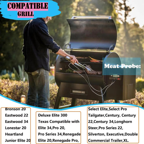 Person using Replacement Meat Probe Kit For Wood Pellet Grills And Smokers High Temp 1000 F Probe Stainless Steel Wire.