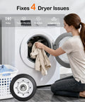 4 Pack Ball Bearing Dryer Drum Roller Kit Replacement For LG And Kenmore with woman loading laundry into dryer
