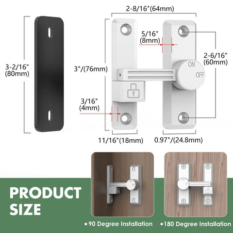 Heavy Duty Sliding Barn Door Lock And 90 Or 180 Degree Flip Latch In Sleek White Zinc Alloy, Rock Solid Security Hardware For Interior Doors Featuring No Fuss Setup And A Tight Grip, Pack Of Two Pieces Ready To Roll