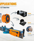 Applications for Dust Port Adapter 1-3/4 to 2-1/2 Inch Port to 4 Inch Dust Collection Hose Quick Connect Reducer shown for power tools