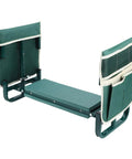 Garden Kneeler Seat Folding Kneeler Bench with Adjustable Height and 2 Tool Pouches, green, carbon steel frame, side view