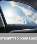 Upgrade Your Ride With 4 Heavy Duty Metal Car Door Lock Knobs Featuring Rust Resistant Silver Finish For Quick Diy Install And Superior Interior Enhancement Plus Durable Daily Driving Style. Silver metal car door lock knob on black panel, retrofitted door lock.