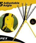 Lacrosse and Volleyball Rebounder Net 4x7 Feet with Adjustable Five Angles for Soccer and Baseball Practice showing yellow frame and angles.