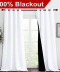 White Blackout Curtains 90 Inches Long Two Panels 46 Inches Wide Each Full Light Blocking Thermal Insulated Drapes with Grommets