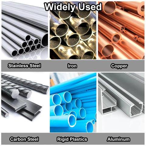 Various materials for use with Pro Grade Deburring External Chamfer Tool With Tungsten Carbide Blades For Copper Steel Aluminum