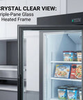 Straight Up Commercial Grade Upright Display Freezer With 16 Cu Ft Glass Door Merchandiser Rig showing triple-pane visibility and heated frame.