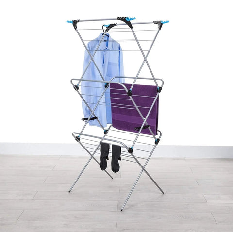 Rock Solid Three Tier Clothes Drying Rack With Foldable Setup For Indoors Or Outdoors Heavy Duty Steel Frame Packs Nearly Seventy Feet Of Easy Air Dry Space For No Sweat Laundry Days