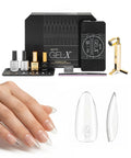 Gel-X Professional Nail Extension Starter Kit With 14 Sizes 00 Through 9 Plus Half Sizes, Soft Gel-X Tips, Natural Almond Medium