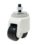 Heavy Duty Retractable Leveling Caster With 2 Inch Nylon Wheels That Roll Smooth And Ratcheting Stemless Build For Lock Tight Equipment Stabilization In Classic Ivory Job Site Gear, close-up view.