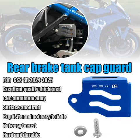 Premium Beefed-Up CNC Aluminum Rear Brake Fluid Reservoir Cover Guard For GSX8R GSX8R 2024 2025 Motorcycle Black Anodized