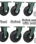 Legit Heavy Duty 6 And 8 Inch Swivel And Fixed Caster Wheels Set Of 4 With Twin Roller Bearings and Locking Brakes for Shop Carts and Work Truck Rolling Clean Daily.
