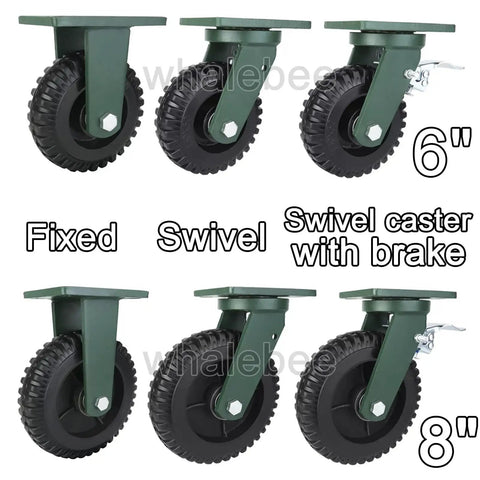 Legit Heavy Duty 6 And 8 Inch Swivel And Fixed Caster Wheels Set Of 4 With Twin Roller Bearings and Locking Brakes for Shop Carts and Work Truck Rolling Clean Daily.