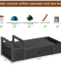 Coffee Pod Drawer Organizer For Countertop That Holds 52 Pods K Cup And Nespresso Capsules With Mug Rack, black