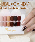 Six 15ml Gel Nail Polish Set With UV LED Kit Includes One LED Light And Two Nail Strips, Nude Texture Collection display with manicured hand