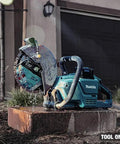 Badass 9 Inch Brushless Cordless Power Cutter With 40V Max Xgt System on a block, ready for hard core demolition work.