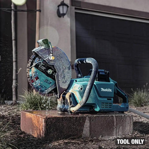 Badass 9 Inch Brushless Cordless Power Cutter With 40V Max Xgt System on a block, ready for hard core demolition work.