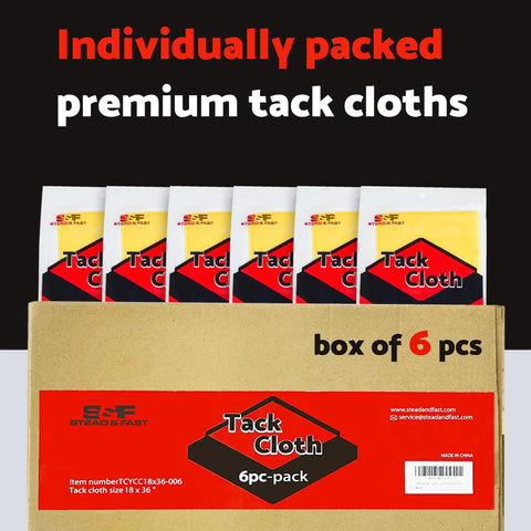 Pro Grade Paint Prep Tack Cloth Kit for Woodworking and Auto Painting, Sticky Anti Static Dust Rags 18 by 36 Inches, 6 Pack