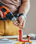 User using Pro Grade Pocket Hole Jig Kit With Metal Construction And Adjustable Drill Guides for woodworking precision