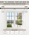 Heavy Duty Black Curtain Rods 72 To 144 Inches 1 Inch Diameter Adjustable Extra Long Blackout Traverse Window Rods With Decorative Finials For Living Room Bedroom Kitchen diagram on choosing curtain rod size over window