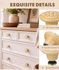 Deadset Classic Light Yellow Ceramic Cabinet Knobs Bundle Featuring 24 Round Vintage Drawer Pulls With Complete Mounting Hardware For Seamless Kitchen Makeover on dresser