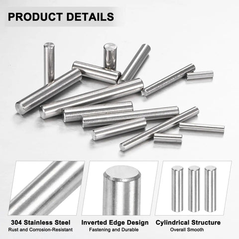 40 Pack 3x12 Mm Dowel Pins In 316 Stainless Steel For Metal And Wood Projects shown with cylindrical structure