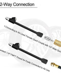Heavy Duty Dual Head Tire Air Chuck With One Quarter Inch FNPT Extended Reach, Quick Plug, Two Way Connect diagram