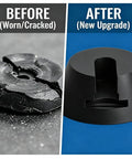 High Quality Top Tier Replacement Clamp Pads For Pocket Hole Jigs comparison of worn cracked pad and upgraded pad design.