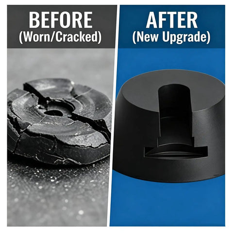 High Quality Top Tier Replacement Clamp Pads For Pocket Hole Jigs comparison of worn cracked pad and upgraded pad design.