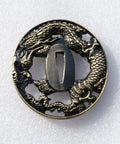Dragon Pattern Alloy Tsuba Hand Guard For Katana Wakizashi And Tanto Dope Yellow Finish Fits Traditional Koshirae Swords