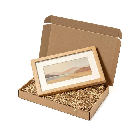Heavy Duty 17x11x2 Shipping Boxes 20 Pack Brown Corrugated Cardboard Mailers Kraft Packing with framed artwork inside