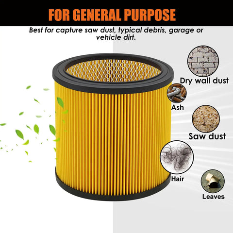Replacement Vacuum Filter For Vacmaster And Hart Shop Vacuums 5 To 20 Gallon with descriptions of dust types it captures