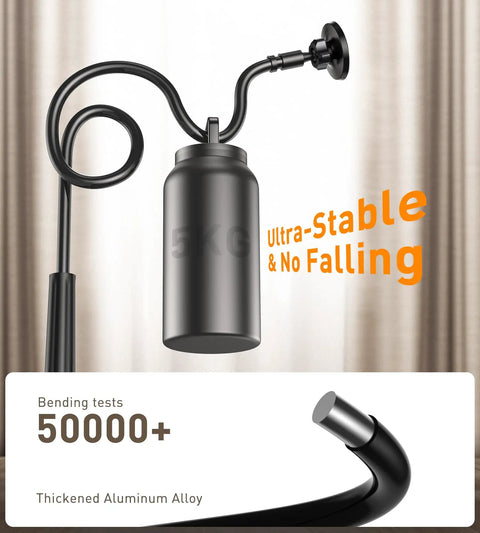 Magnetic Gooseneck Phone Holder Mount for iPhone 17 16 15 14 13 12 With 360 Degree Rotation holding a 5kg weight demonstrating stability