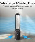 40 Inch Bladeless Tower Fan For Bedroom With Remote Control, Quiet Standing Fan That Keeps It Fresh, Turbocharged Cooling Power