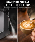 No Stress Touchscreen Espresso Machine With Automatic Milk Frother And 20 Bar Pressure creating microfoam for lattes.