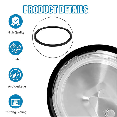 Pro Grade Replacement Gasket For Mirro Pressure Canner 12 16 22 Qt Fits Models M-0512 M-0522 M-0312 M-0406 M-0416 M-0526 M-0622 Durable Leakproof Seal For Safe Canning And Easy Installation black silicone replacement gasket shown with pressure canner lid