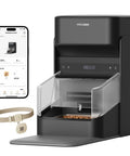 RFID Cat Feeder With Collar Tag Sensor For Personalized Meals, Cat Recognition, including smartphone app interface and collar tag.