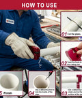 Hassle Free 9 In 1 PVC Pipe Deburring And Chamfer Tool Kit Adjustable Bevel Depth in use for pipe prep by plumber.